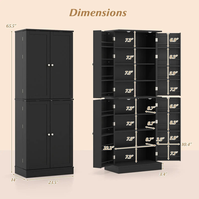 Kitchen Pantry Cabinet 65.5 Inch Freestanding Tall Buffet Cupboard by DirectDeals