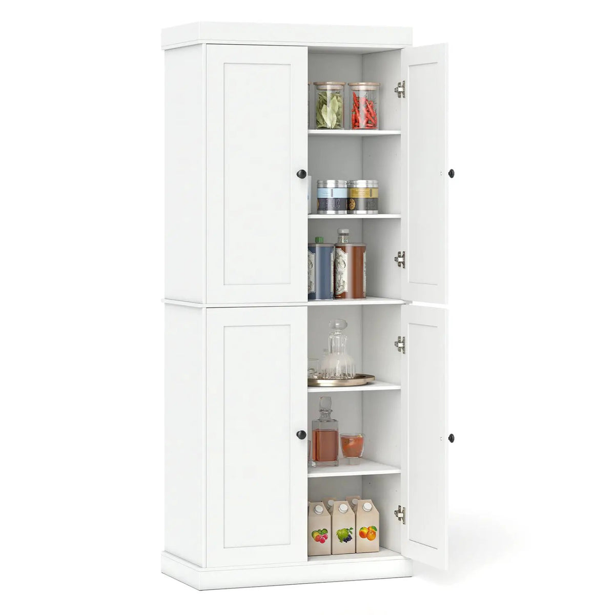 Kitchen Pantry Cabinet with 2 Adjustable Shelves and Anti-Tipping Kits for Living Room by DirectDeals