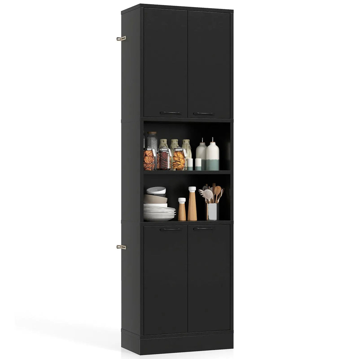75 Inch Kitchen Pantry Cabinet Tall Cupboard with Doors and Shelves by DirectDeals