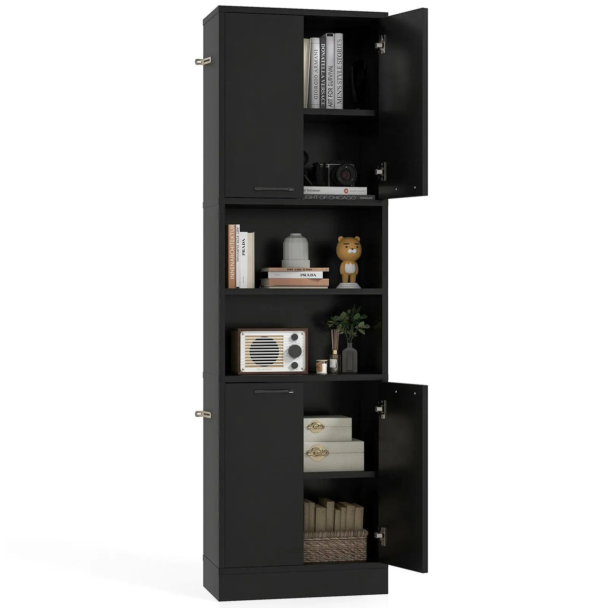75 Inch Kitchen Pantry Cabinet Tall Cupboard with Doors and Shelves by DirectDeals