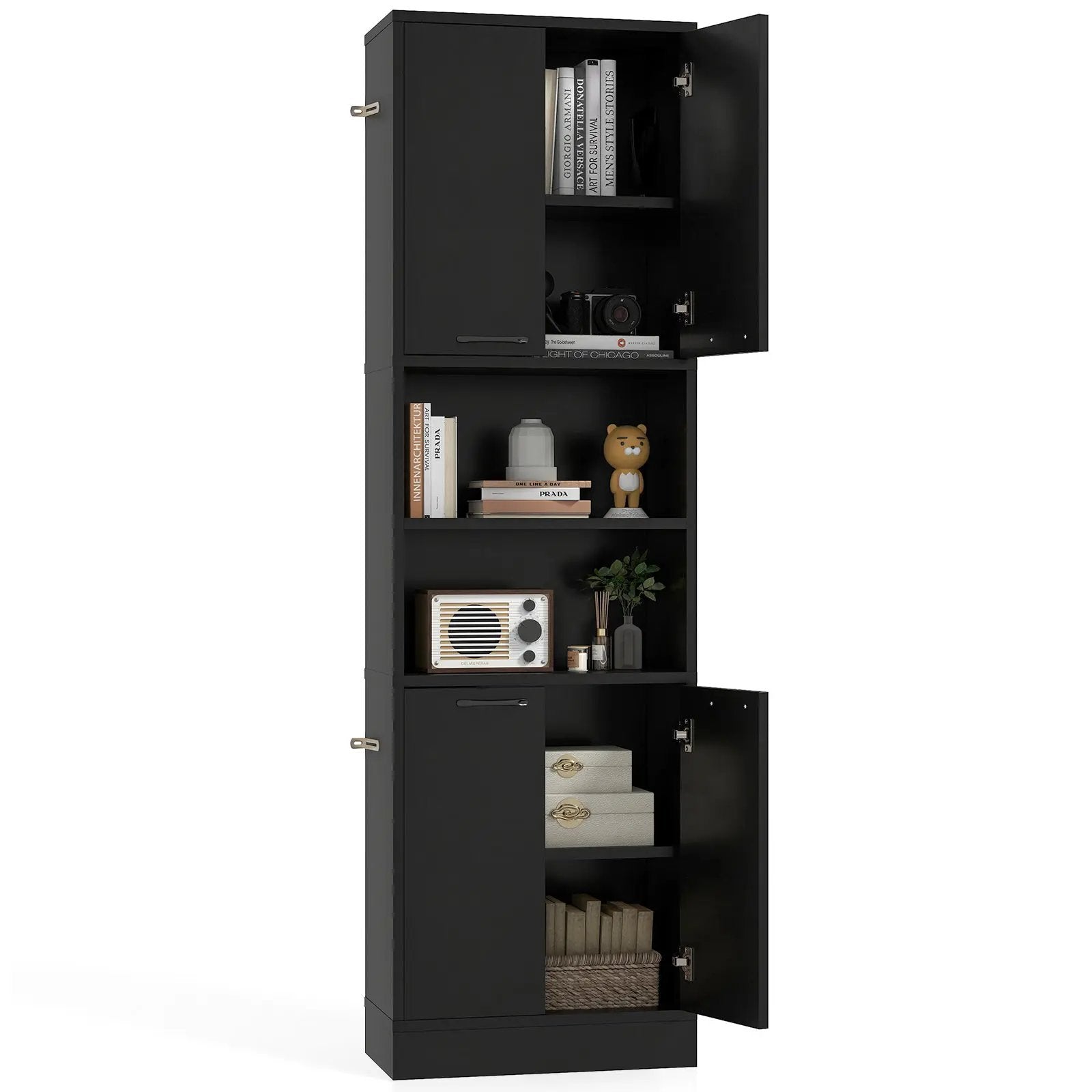 75 Inch Kitchen Pantry Cabinet Tall Cupboard with Doors and Shelves by DirectDeals