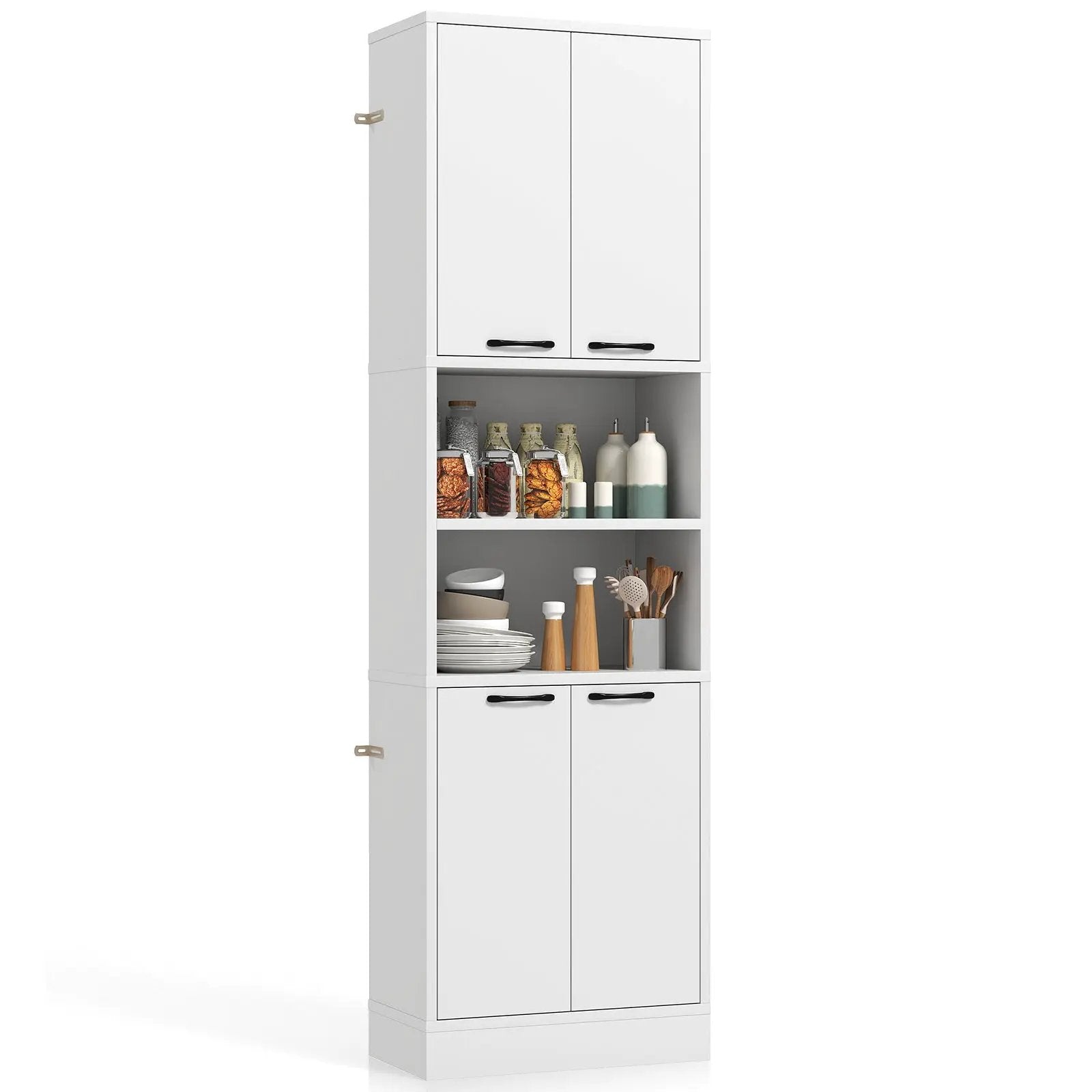 75 Inch Kitchen Pantry Cabinet Tall Cupboard with Doors and Shelves by DirectDeals