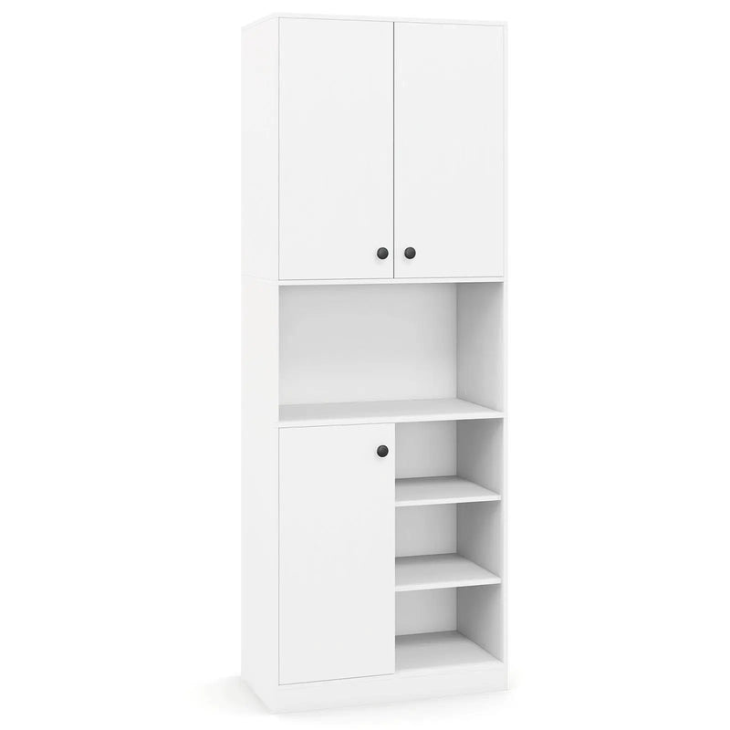 Kitchen Pantry Storage Cabinet with Microwave Stand and Open Shelves by DirectDeals