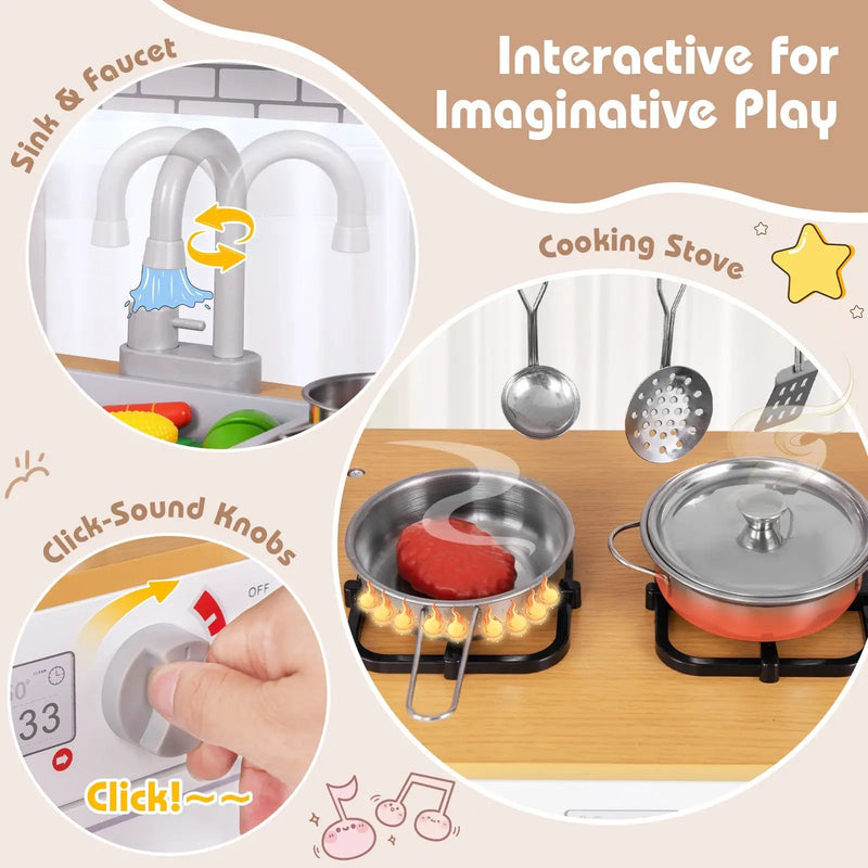 Toddler Pretend Play Kitchen Toy with Stove for 3+ Boys and Girls-White by DirectDeals