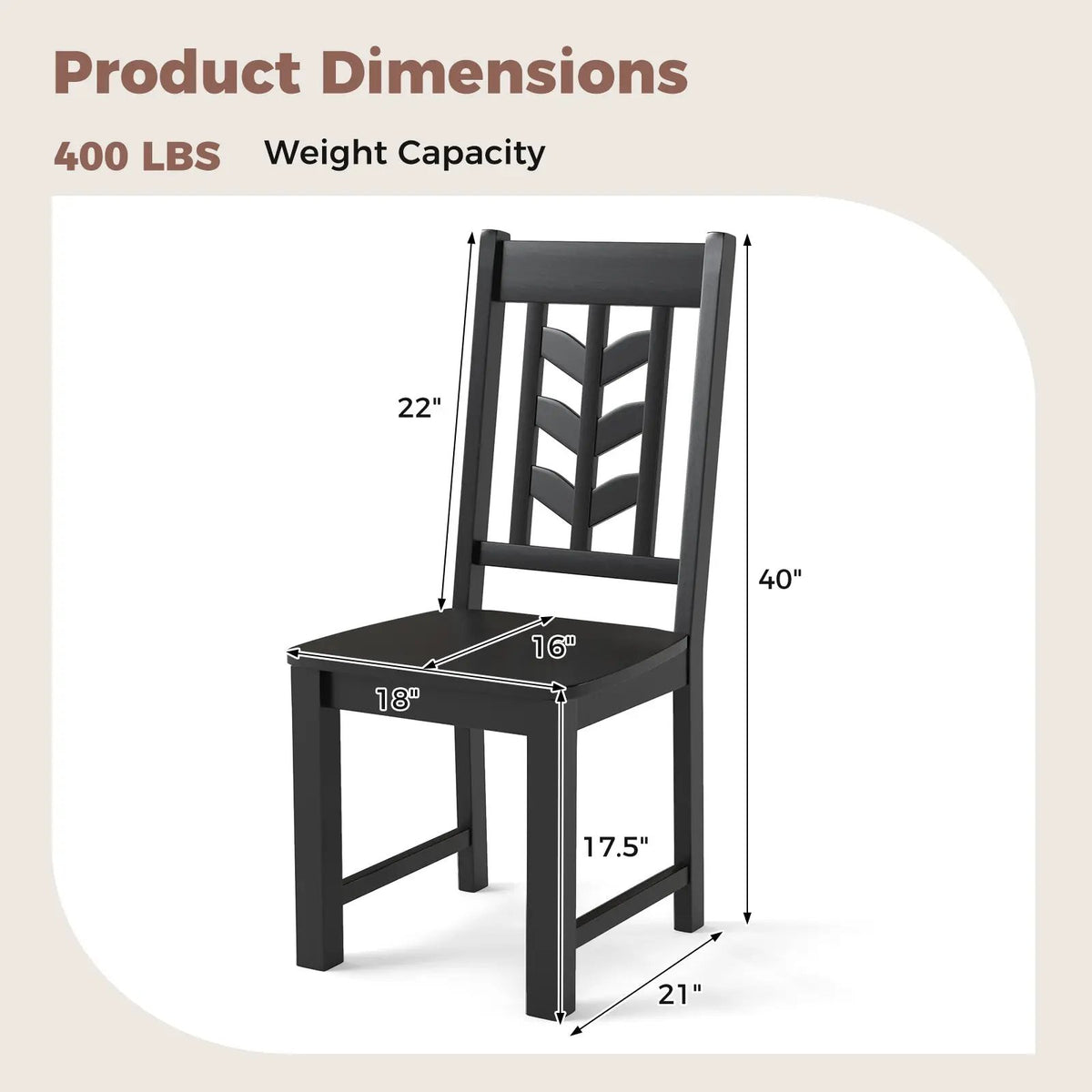 Kitchen Side Dining Chair Set of 2 with Rubber Wood Frame by DirectDeals