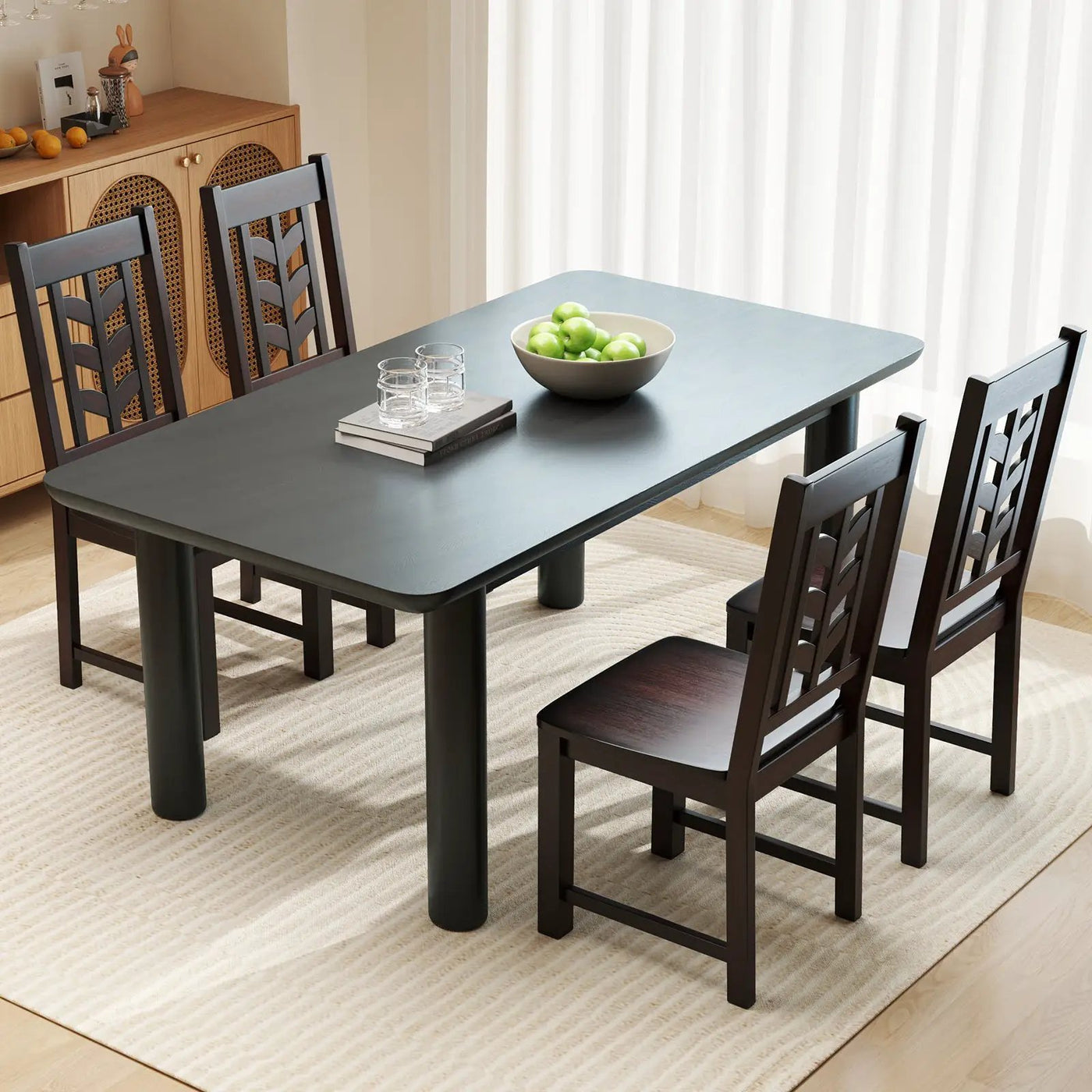 Kitchen Side Dining Chair Set of 2 with Rubber Wood Frame by DirectDeals