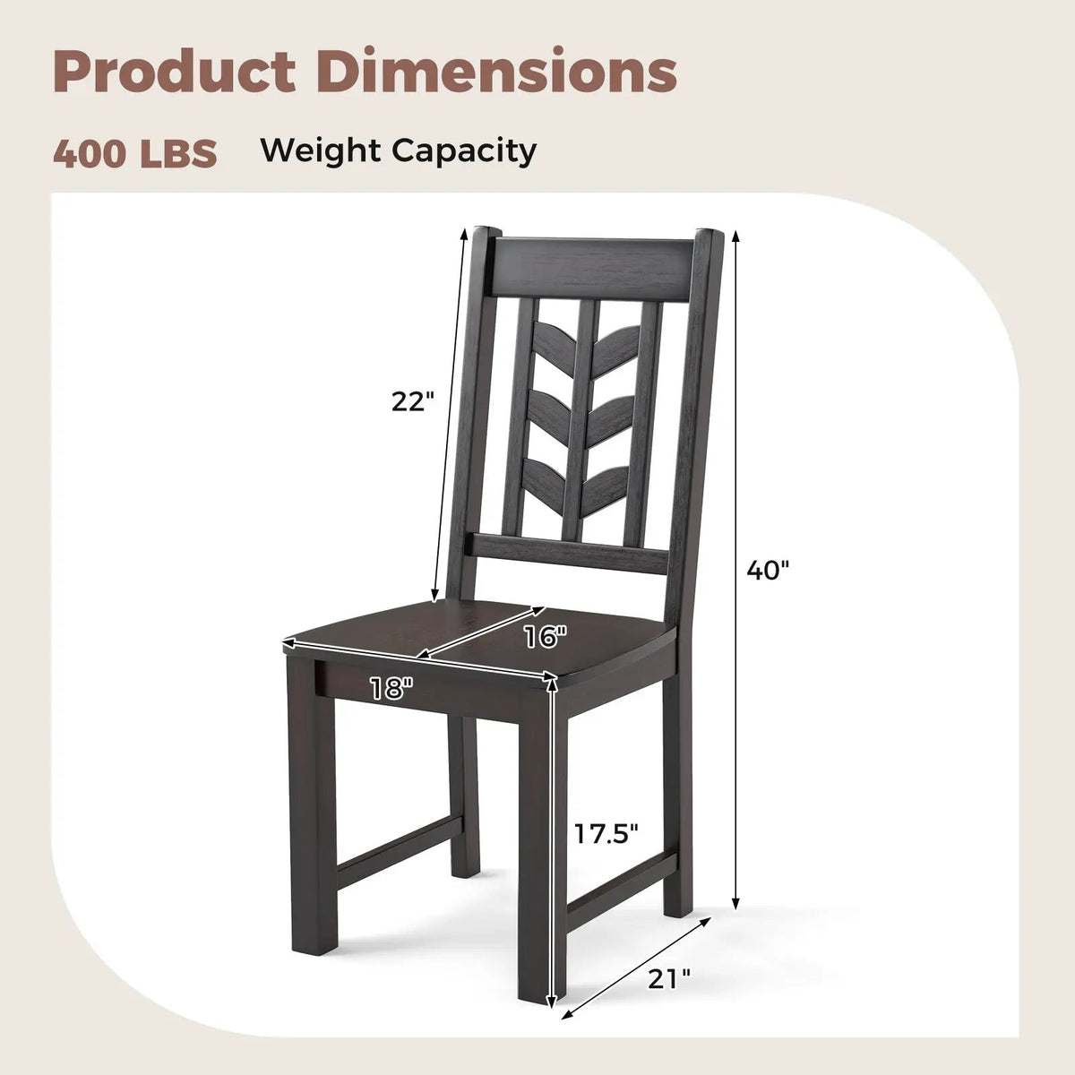 Kitchen Side Dining Chair Set of 2 with Rubber Wood Frame by DirectDeals