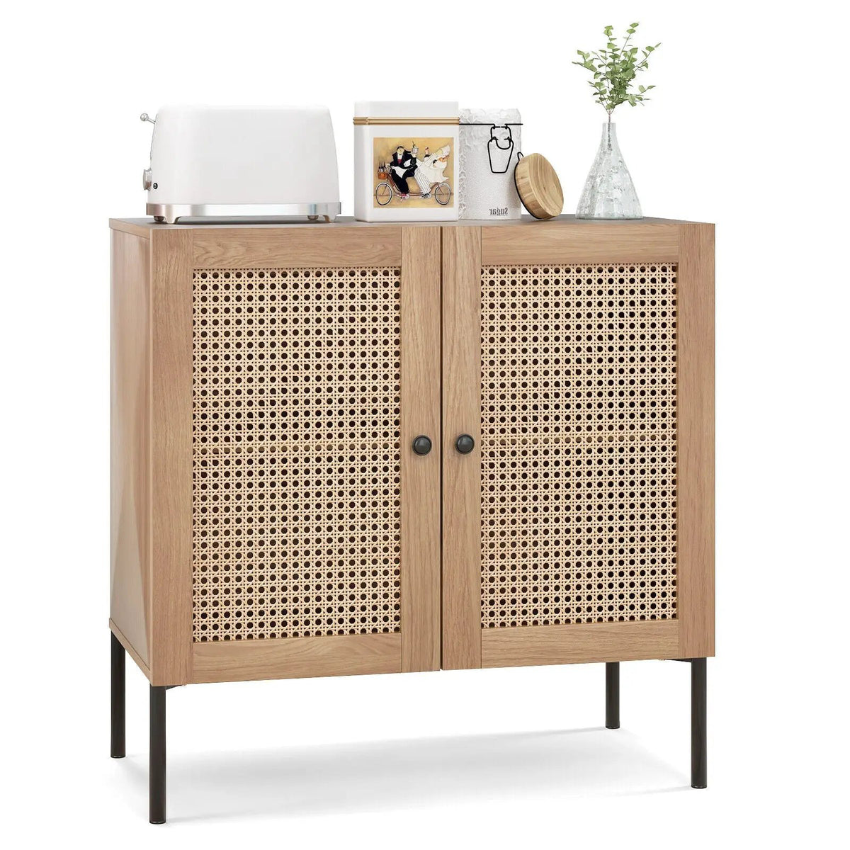 Kitchen Sideboard with 2 Rattan Doors and Adjustable Shelf by DirectDeals