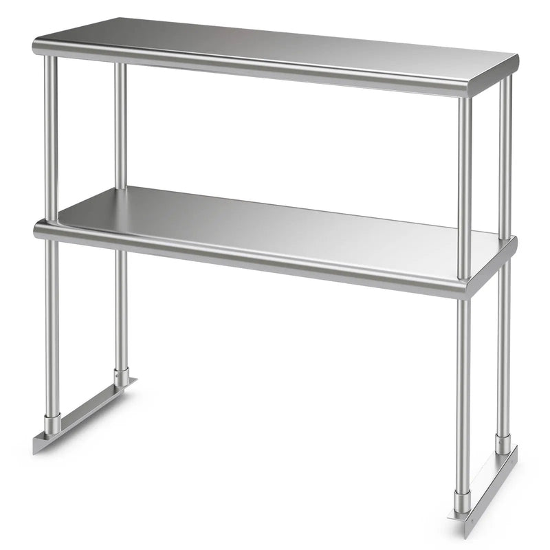 36 x 12 Inch Kitchen Stainless Steel Overshelf with Adjustable Lower Shelf by DirectDeals