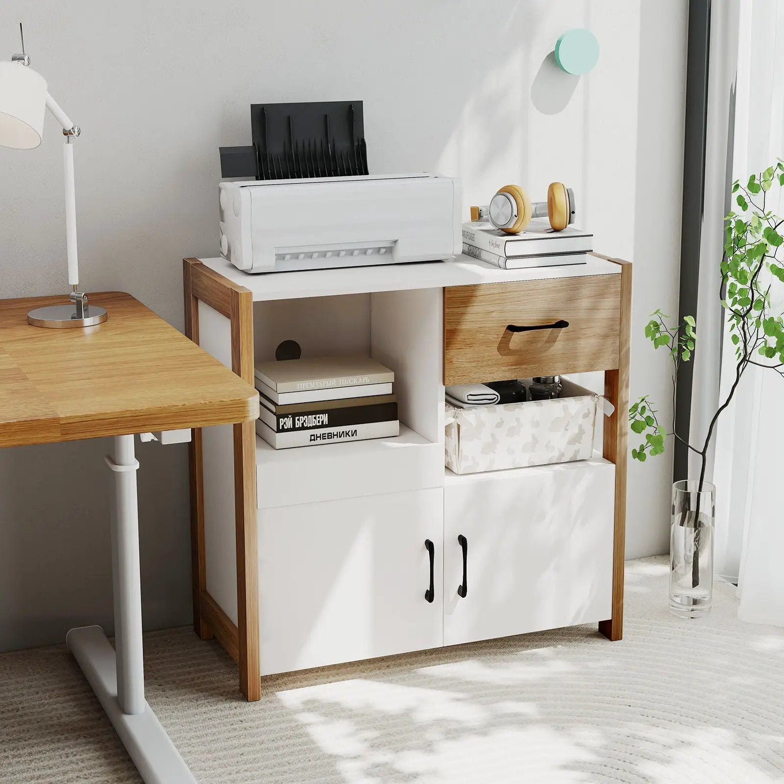 Kitchen Storage Cabinet with Drawer Pull-Out Shelf and 2 Doors-White by DirectDeals