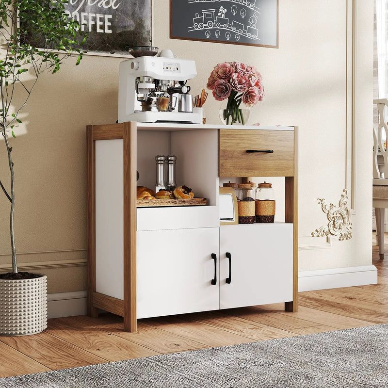 Kitchen Storage Cabinet with Drawer Pull-Out Shelf and 2 Doors-White by DirectDeals