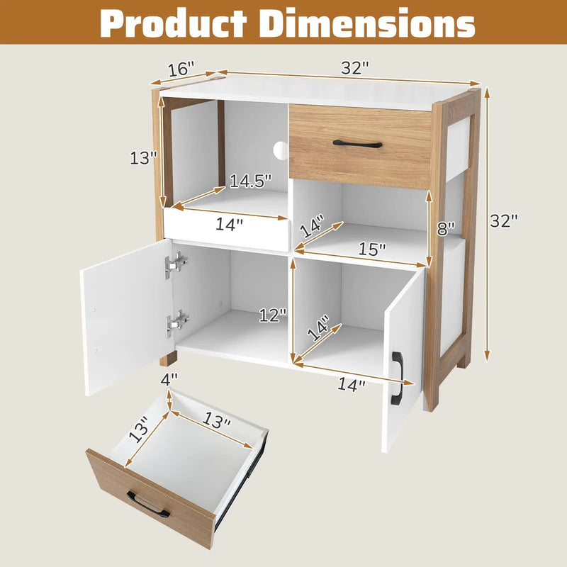 Kitchen Storage Cabinet with Drawer Pull-Out Shelf and 2 Doors-White by DirectDeals