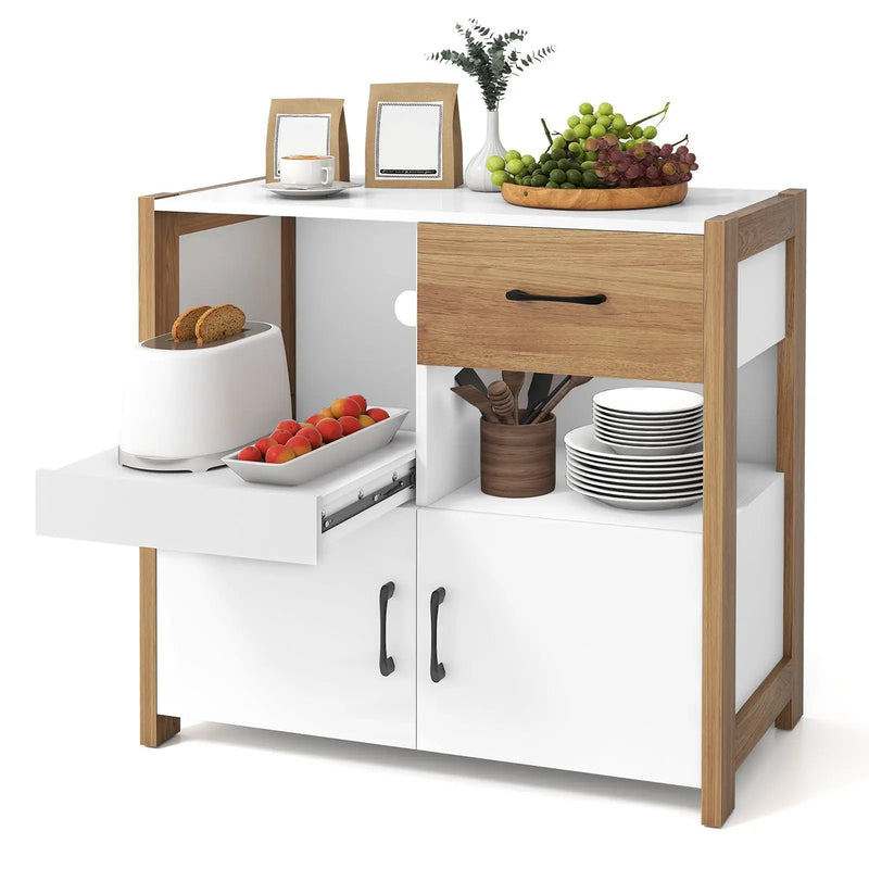 Kitchen Storage Cabinet with Drawer Pull-Out Shelf and 2 Doors-White by DirectDeals
