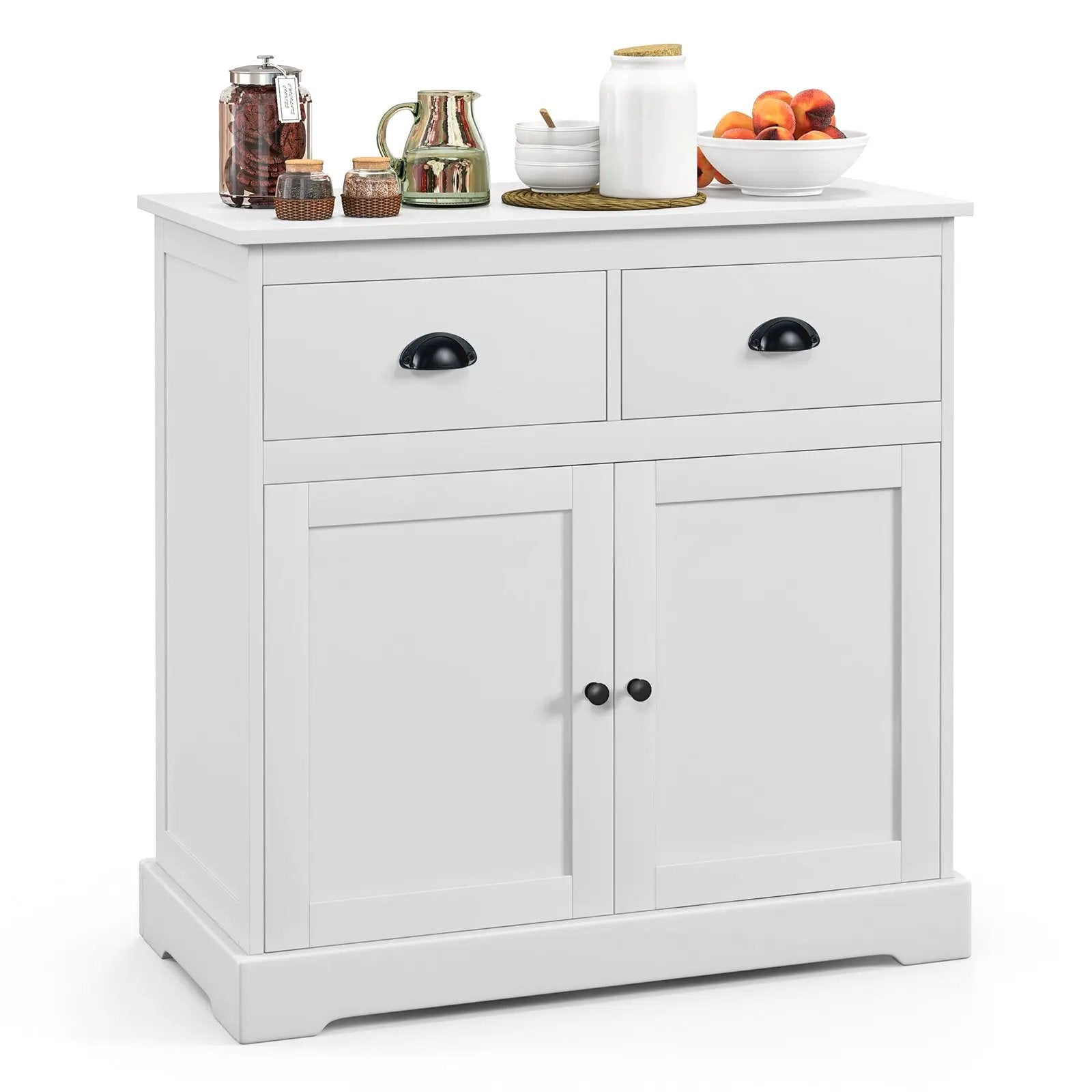 Kitchen Buffet Storage Cabinet with 2 Doors and 2 Storage Drawers-White by DirectDeals