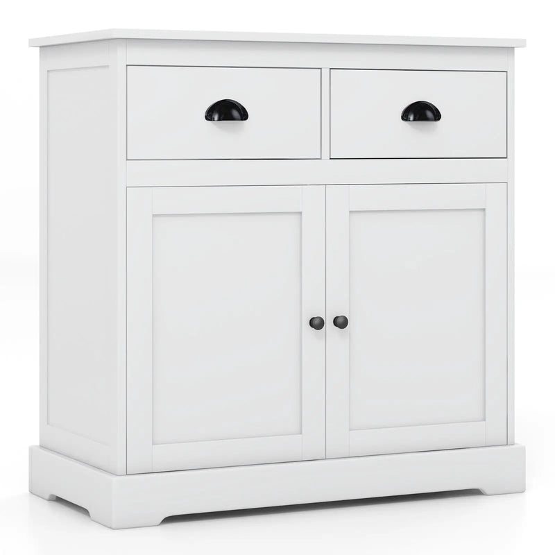 Kitchen Buffet Storage Cabinet with 2 Doors and 2 Storage Drawers-White by DirectDeals