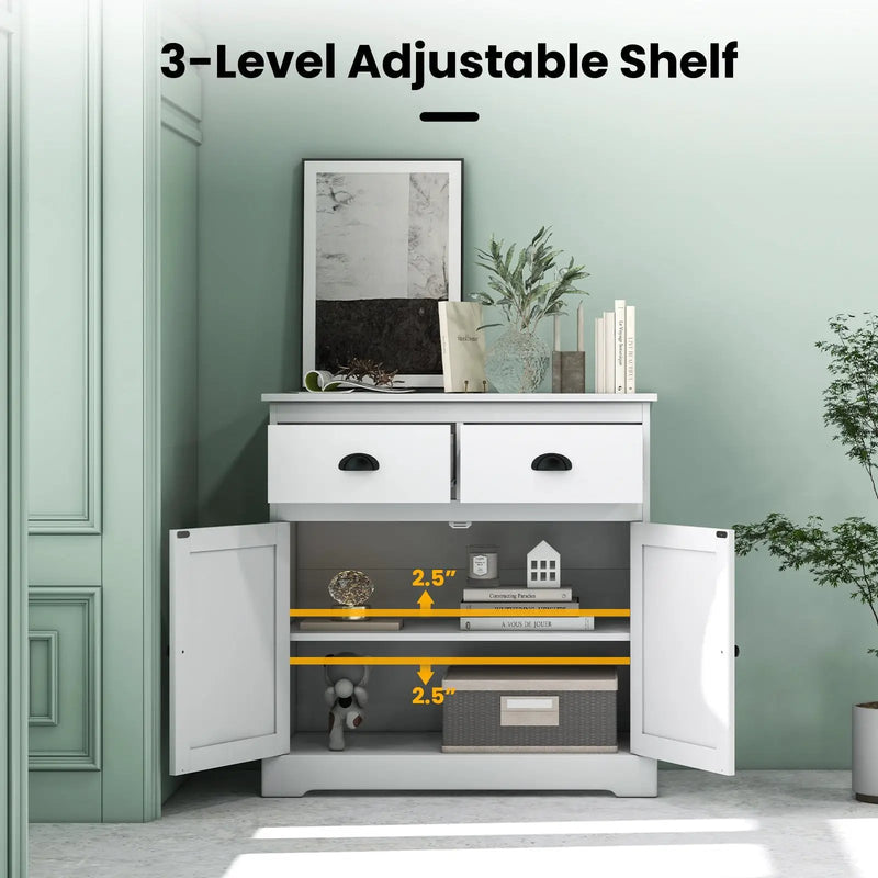 Kitchen Buffet Storage Cabinet with 2 Doors and 2 Storage Drawers-White by DirectDeals