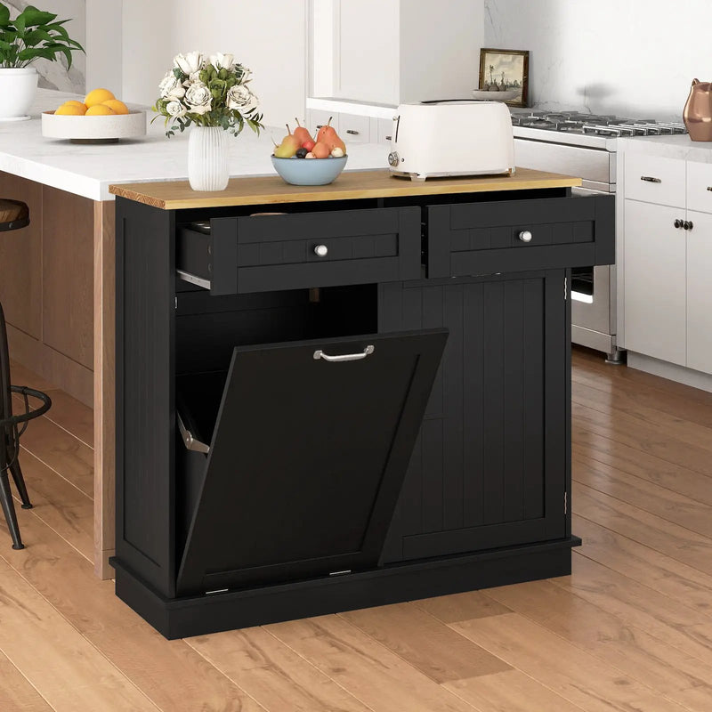 Kitchen Tilt Out Trash Cabinet with 2 Drawers and Adjustable Shelf by DirectDeals
