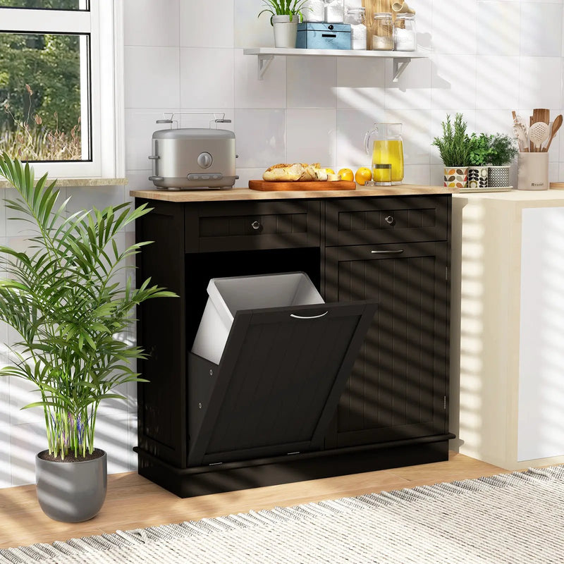 Kitchen Tilt Out Trash Cabinet with 2 Drawers and Adjustable Shelf by DirectDeals