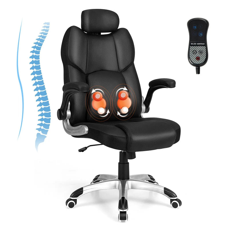 Kneading Massage Office Chair with Adjustable Headrest-Black by DirectDeals