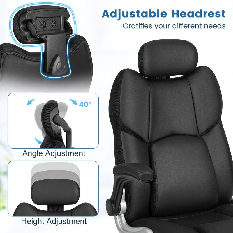 Kneading Massage Office Chair with Adjustable Headrest-Black by DirectDeals