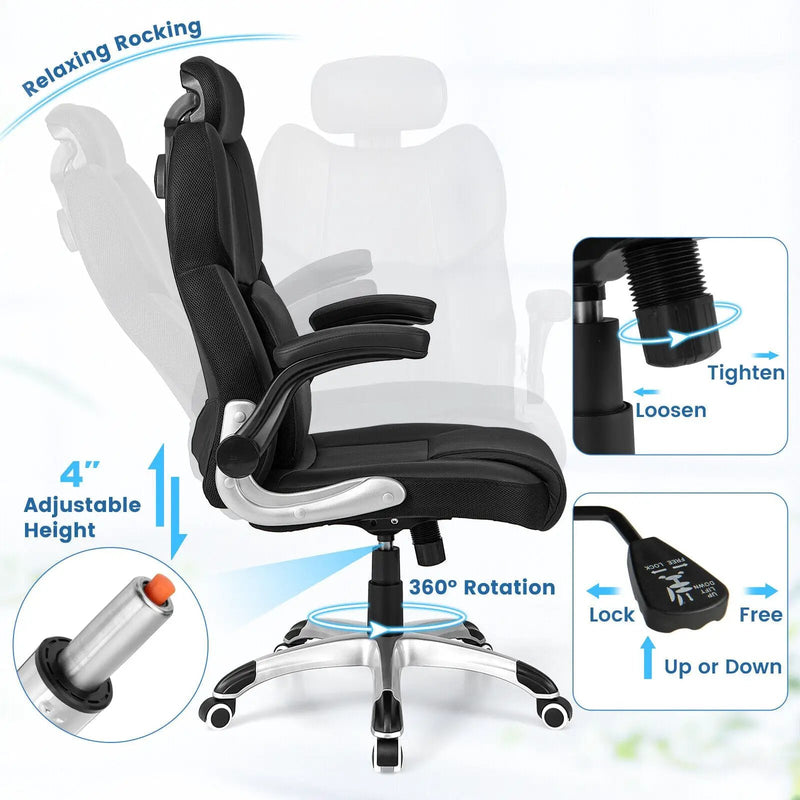 Kneading Massage Office Chair with Adjustable Headrest-Black by DirectDeals
