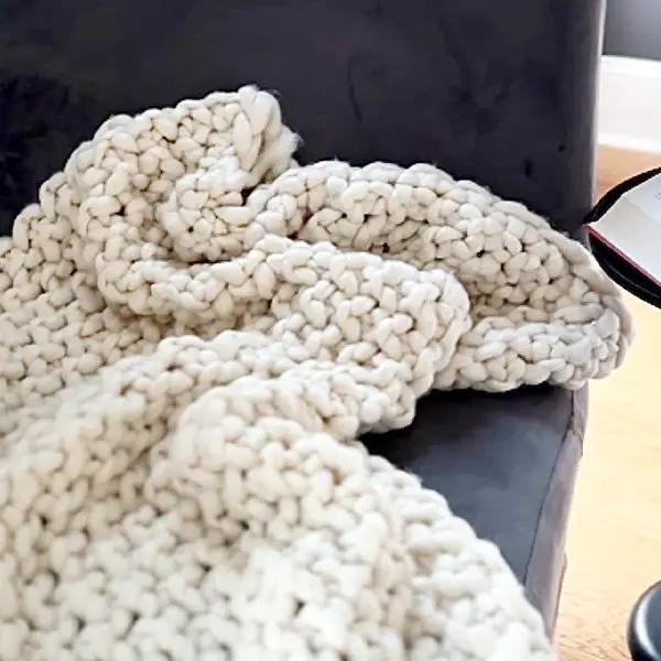 Soft Chunky Knitted Cream Throw Blanket by Decor Steals