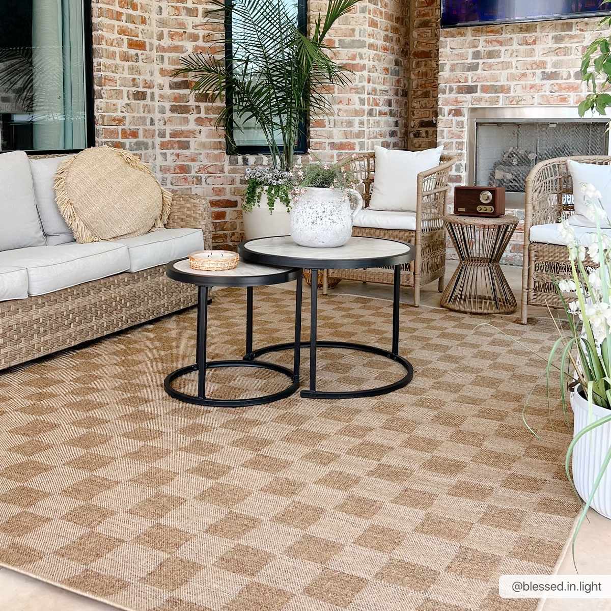 Kuval Checkered Brown Outdoor Rug by Boutique Rugs