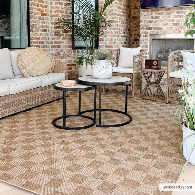 Kuval Checkered Brown Outdoor Rug by Boutique Rugs
