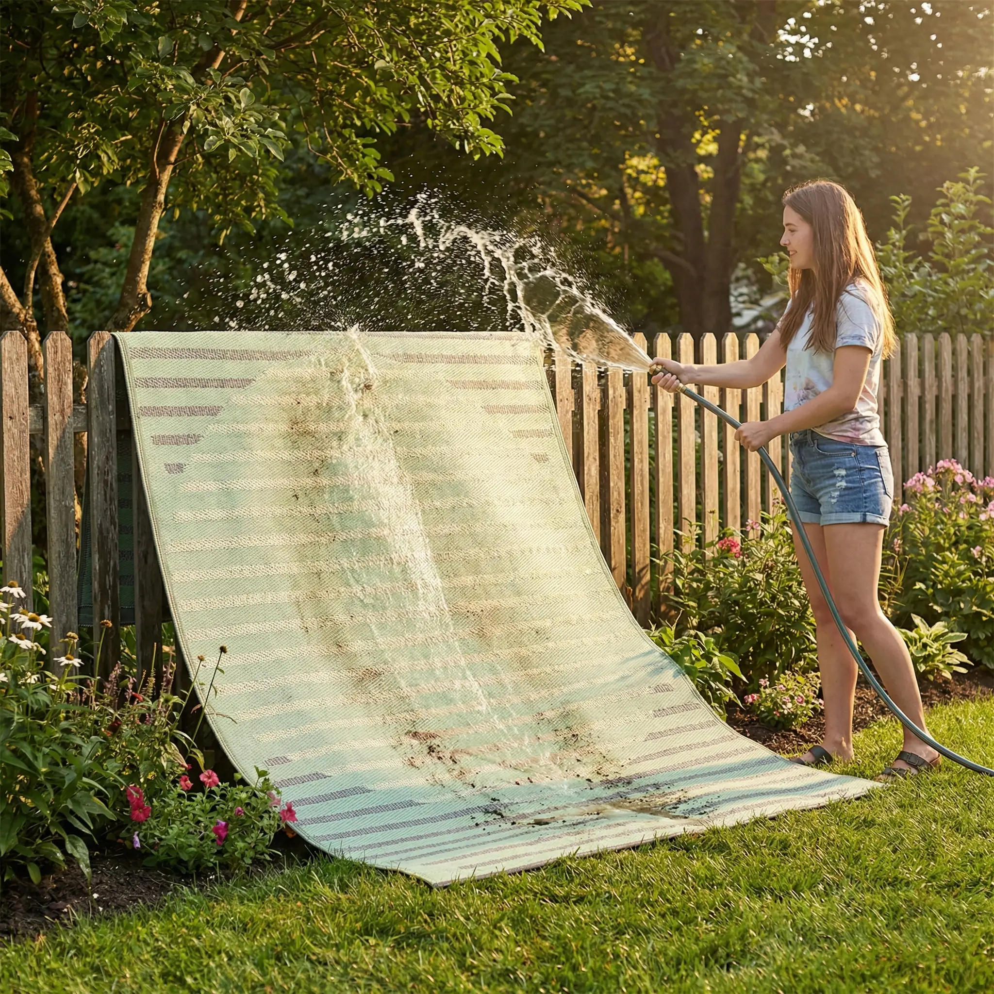 Kyoto - Green Outdoor Rug for Patio by Fab Habitat