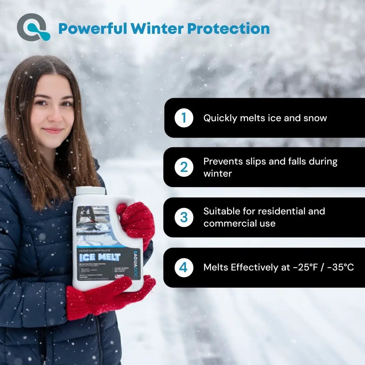 AquaDoc Ice Melt Safe for Concrete - Calcium Chloride by AquaDoc