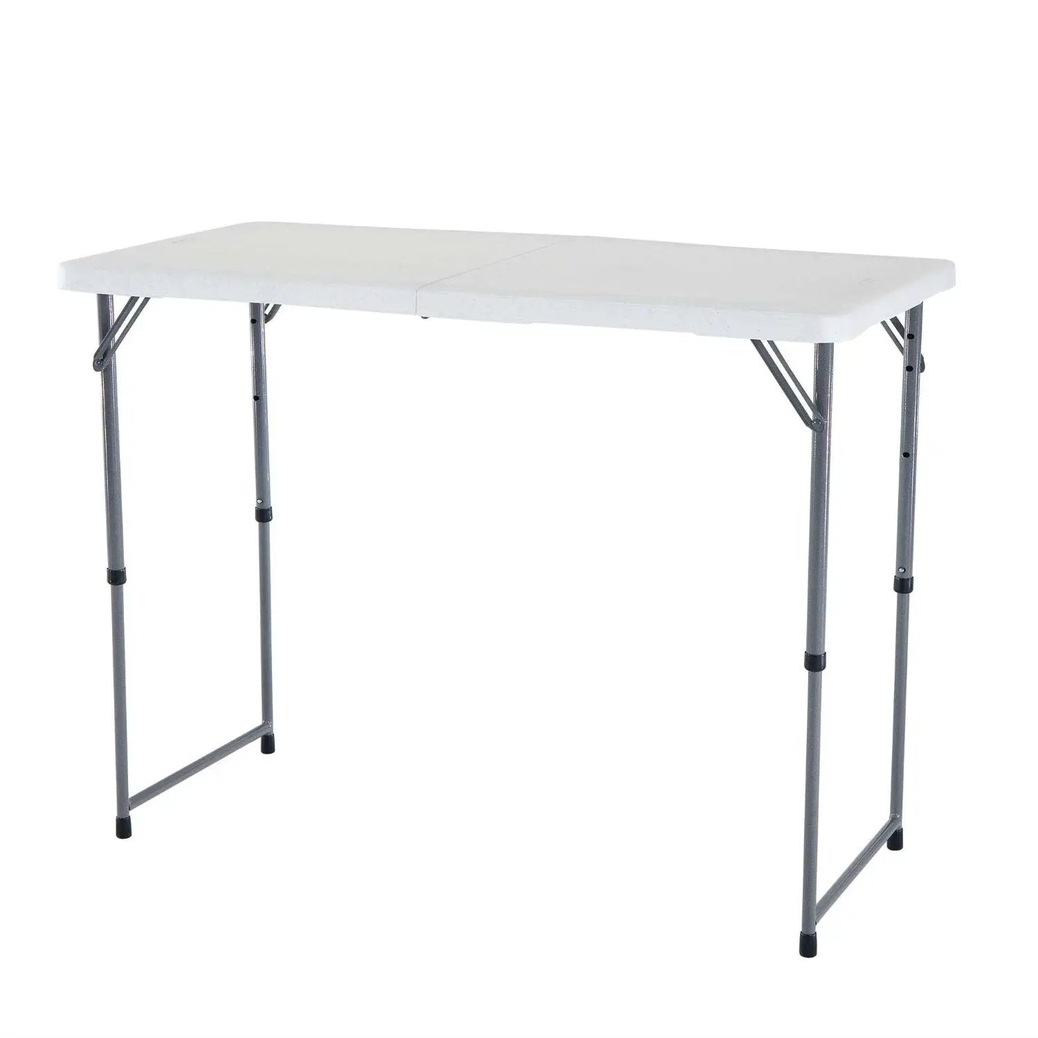 Adjustable Height White HDPE Folding Table with Powder Coated Steel Frame by HomePacific