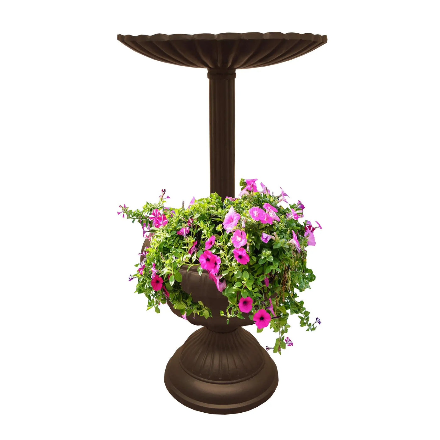 Ornate Round Cast Aluminum Metal 35-in Bird Bath Planter Vase Combo by Sharicks