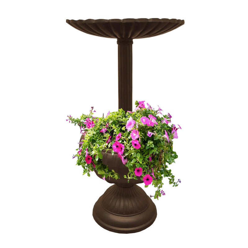 Ornate Round Cast Aluminum Metal 35-in Bird Bath Planter Vase Combo by Sharicks