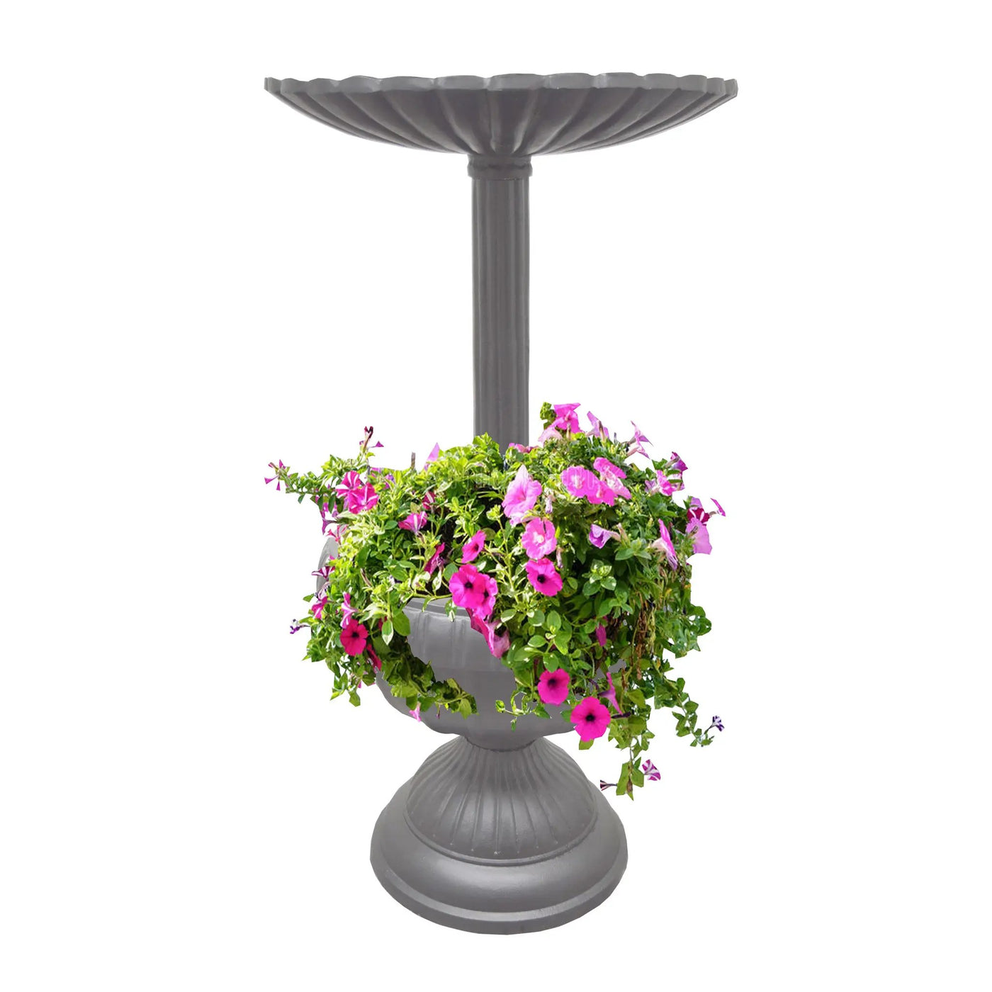 Ornate Round Cast Aluminum Metal 35-in Bird Bath Planter Vase Combo by Sharicks