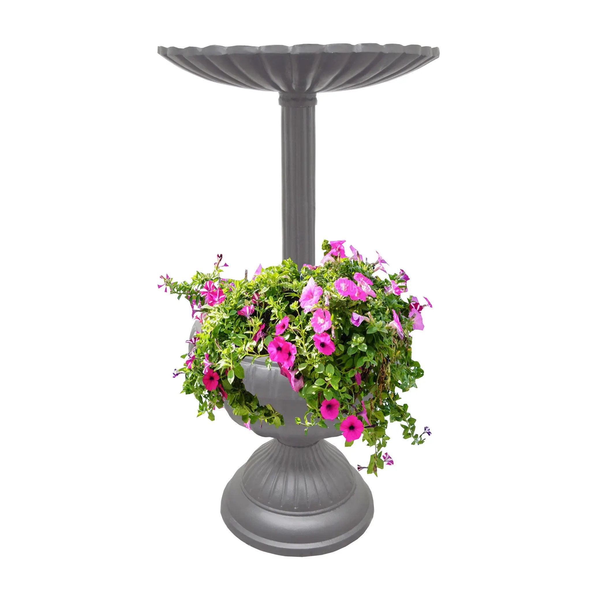 Ornate Round Cast Aluminum Metal 35-in Bird Bath Planter Vase Combo by Sharicks