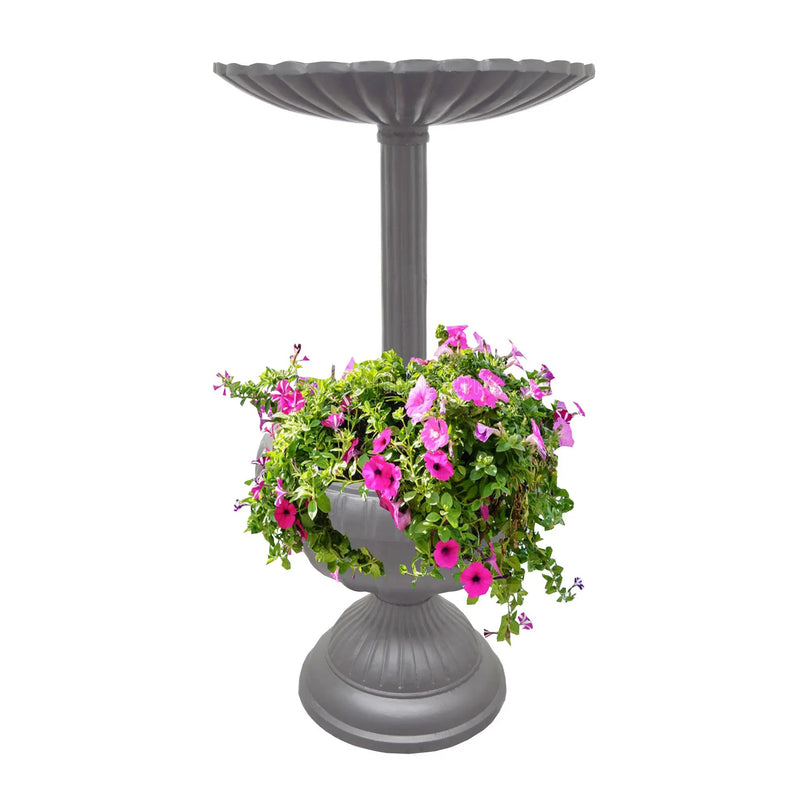 Ornate Round Cast Aluminum Metal 35-in Bird Bath Planter Vase Combo by Sharicks