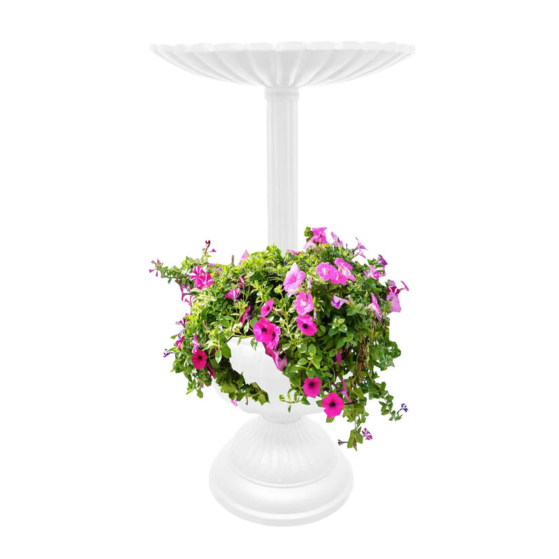 Ornate Round Cast Aluminum Metal 35-in Bird Bath Planter Vase Combo by Sharicks