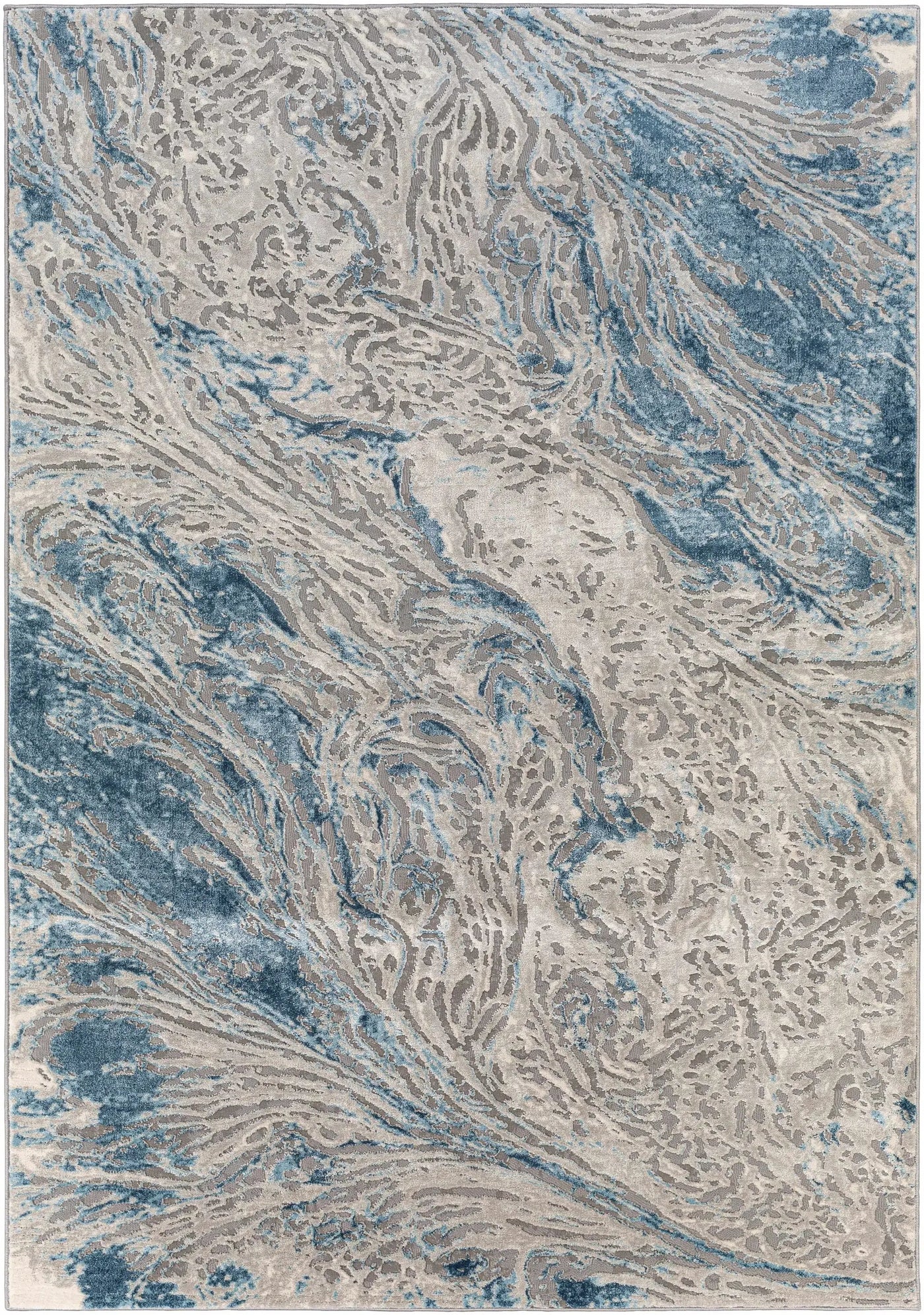 Lambton Blue Marble Area Rug - Clearance by Boutique Rugs