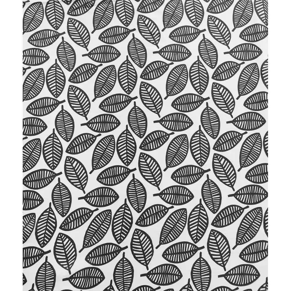 72-inch Black White Leaf Pattern Shower Curtain in 100-Percent Polyester Fabric by HomePacific