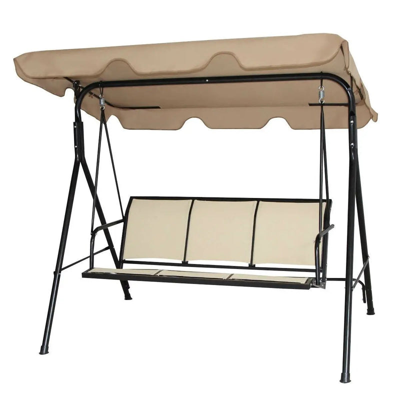 Outdoor Porch Patio 3-Person Canopy Swing in Light Brown by HomePacific