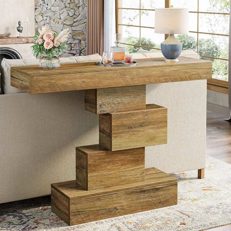 Modern Farmhouse 42-inch Entryway Accent Sofa Table in Light Brown Wood Finish by HomePacific