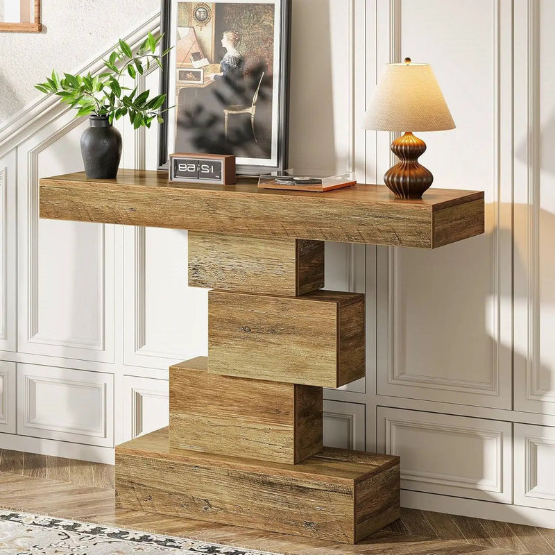 Modern Farmhouse 42-inch Entryway Accent Sofa Table in Light Brown Wood Finish by HomePacific