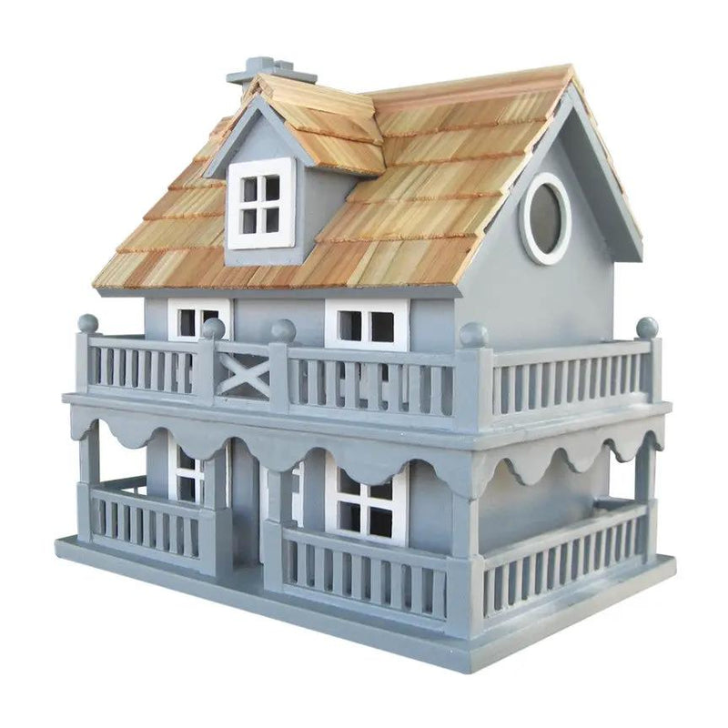 Light Blue Wooden Cottage Bird House with Removeable Back by HomePacific