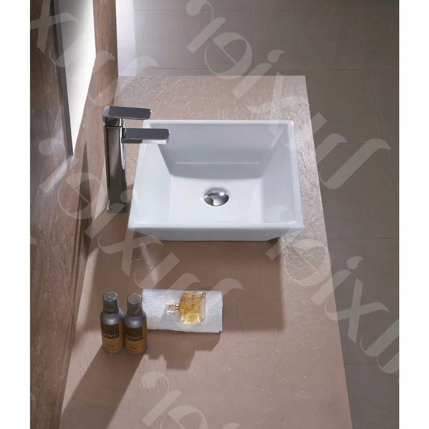Contemporary White Ceramic Porcelain Vessel Bathroom Vanity Sink - 16 x 16-inch by HomePacific