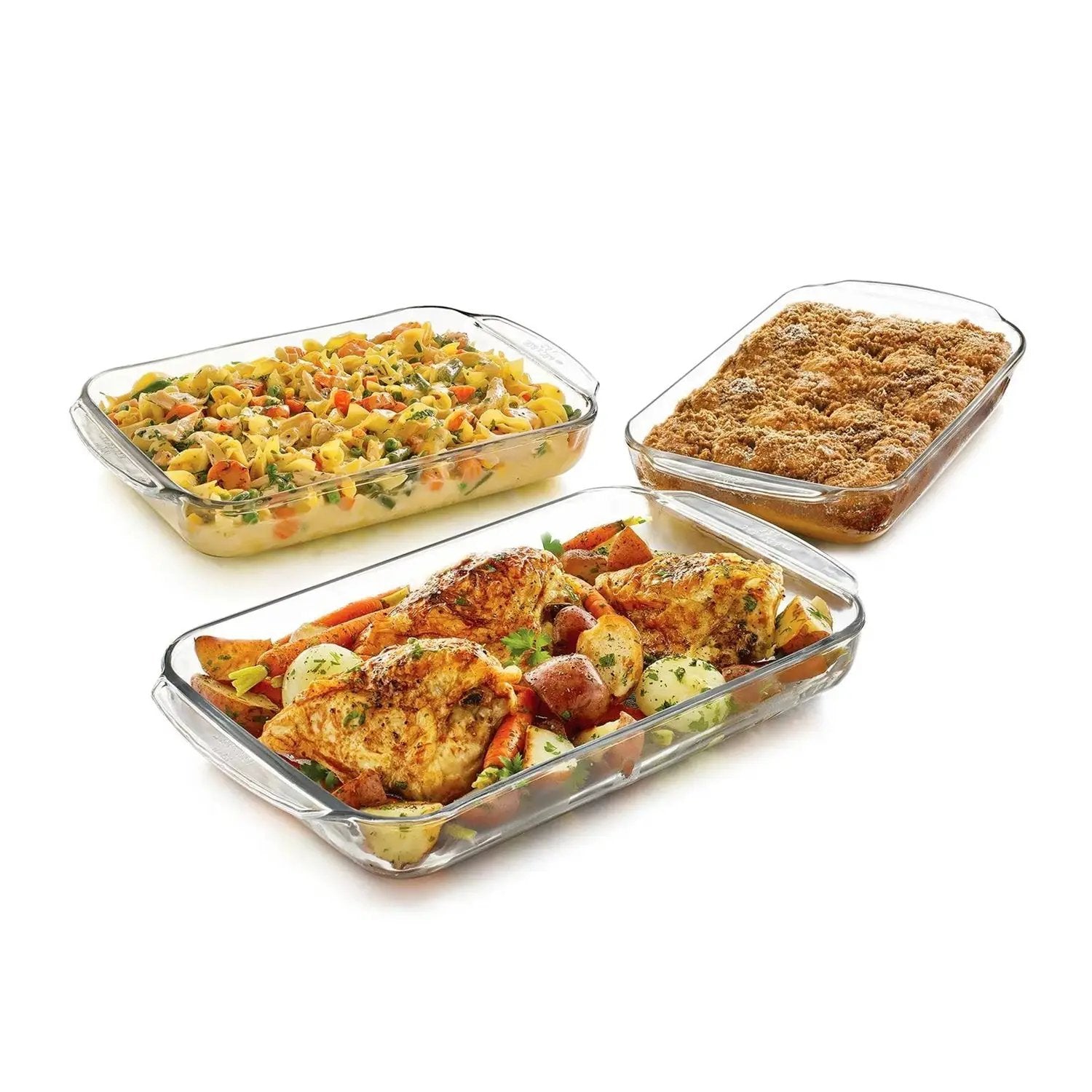 Glass 3-Piece Bakeware Oven Safe Casserole Baking Dish Set - Dishwasher Safe by HomePacific