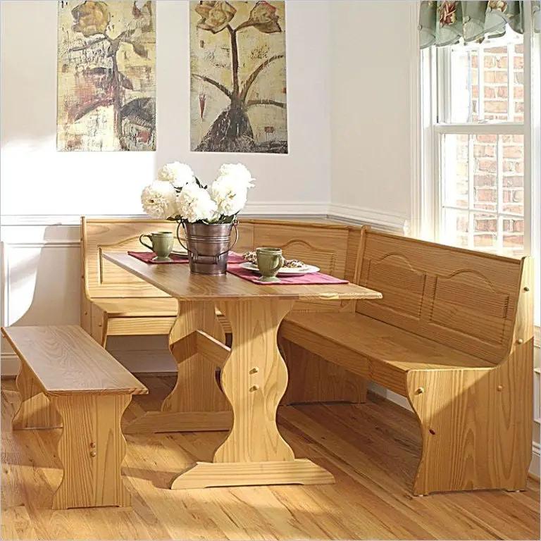 Reversible 3-Piece Corner Dining Set Light Honey Natural Wood Finish by HomePacific