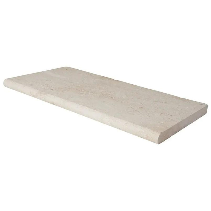 Mayra White Tumbled Limestone Pool Copings 12x24 2.00 inch close up