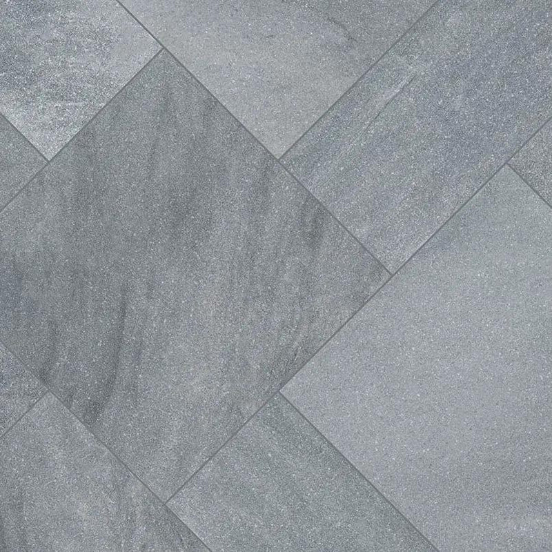 Cosmic Black Pavers Sandblasted Marble 12x24 angled view