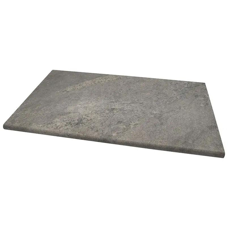 Quarzo Gray Matte Travertine Look Porcelain Pool Copings 13x24 close up