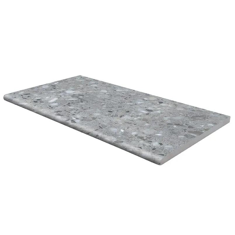 Terrazo Gris Matte Porcelain Pool Copings 13x24 close up